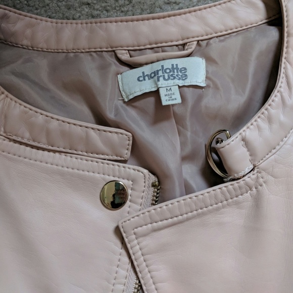 Light Pink Faux Leather Jacket - Picture 4 of 5